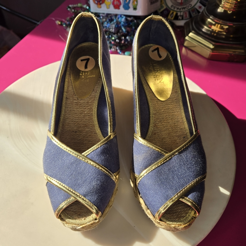 Navy and Gold Women's Espadrilles
